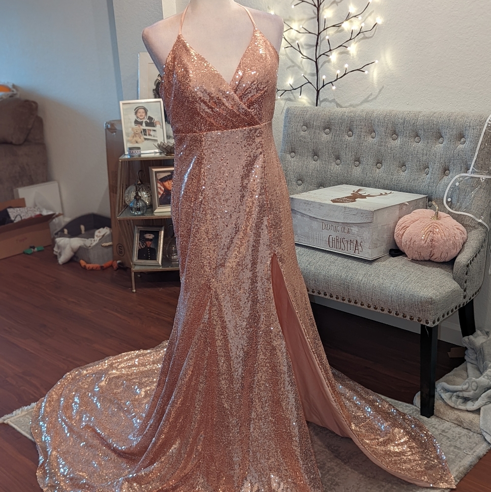 Rose Gold Sequin Mermaid Gown